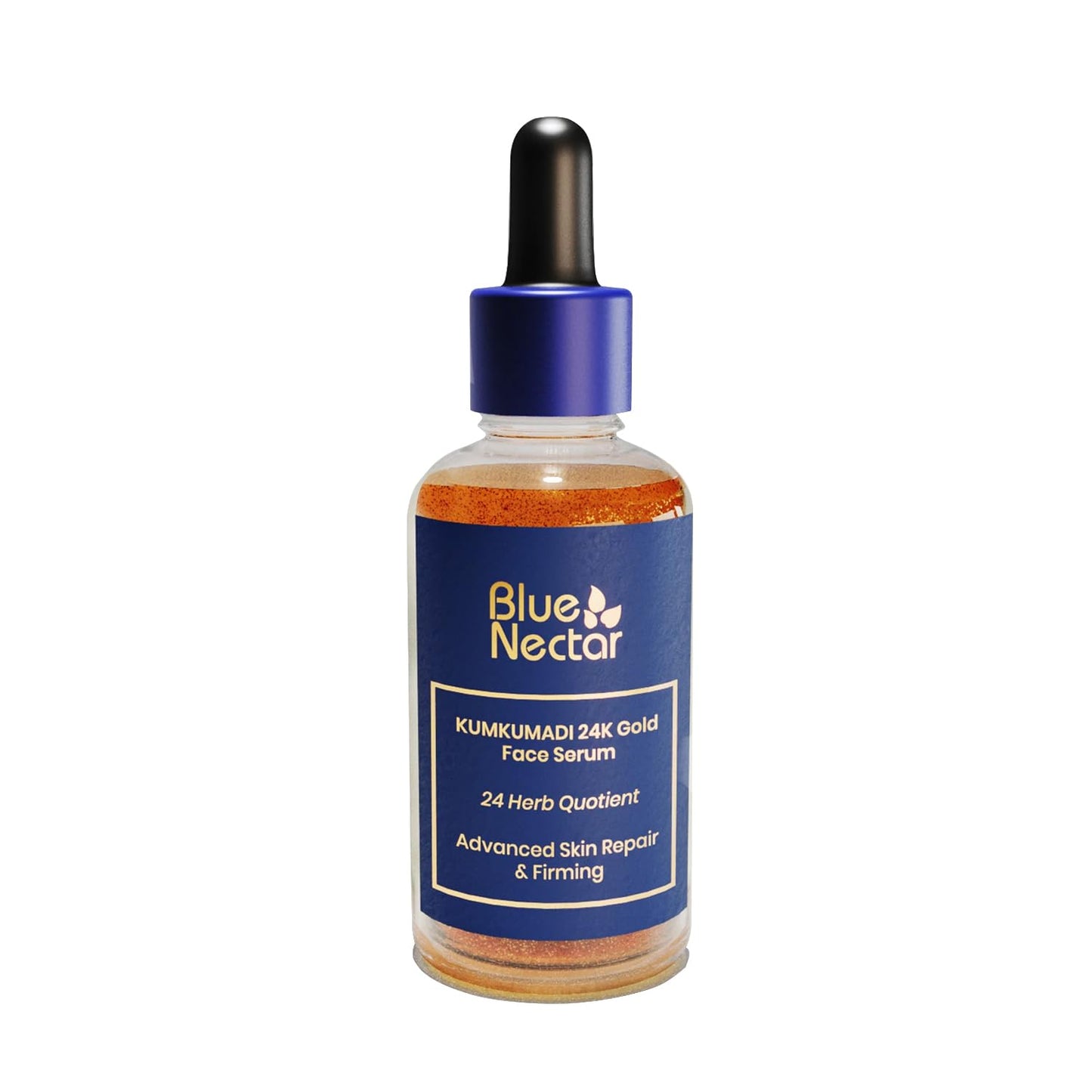 Blue Nectar 24k Gold Serum for Face with Pure Kumkumadi Oil (24 Herbs, 1 Fl Oz)