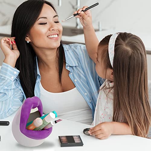 ArtOlo Elegant Handpainted Lip-Shaped Makeup Brush Holder - Chic Vanity Cosmetic Organizer with Glossy Glaze Finish, Perfect for Stylish Storage Solutions, Purple