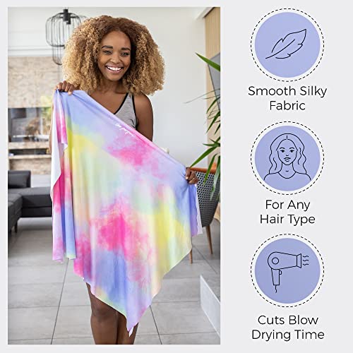 Microfiber Hair Towel Wrap for Women - Gift and Travel - Smooth like Silk - Curly, Wavy, Straight Hair Girls - Plopping Essential - Anti-Frizz, Fast Drying, Works Better than a Cotton T-Shirt