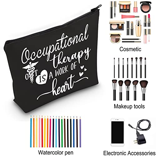 ZJXHPO OT Survival Kit OT Appreciation Gift Occupational Therapy is a Work of Heart Cosmetic Bag OT Graduation Gift (OT tote bag)