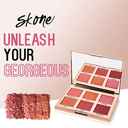 Skone Flushed & Flirtatious Make up Blush Palette - Blush Makeup as Eyeshadow, Blush, Highlighter in One Palette - Matte & Shimmer Glow of Pink & Peach Colors of Professional-grade Formula Cosmetics