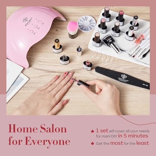 Modelones Gel Nail Polish Kit with U V Light 48W, 6 Colors summer Shellac Soak Off Nail Gel Polish Manicure Set with LED Lamp Top & Base Coat Starter Kit Professional for Women DIY at Home Salon Gift