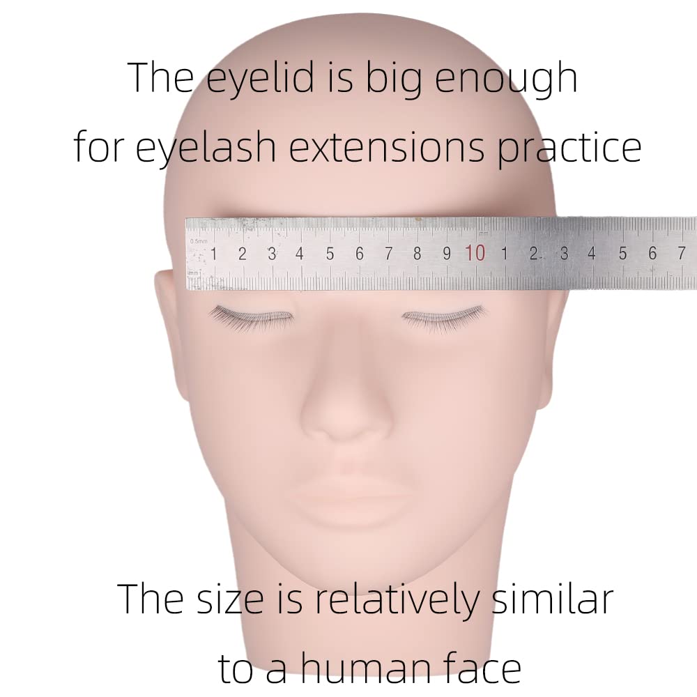 Practice Lash Mannequin Head Flat Head Doll Head Manakin Eyelids for Lash Practice Eyelash Mannequin Doll Face Head Practice Facial Mannequin (White color)