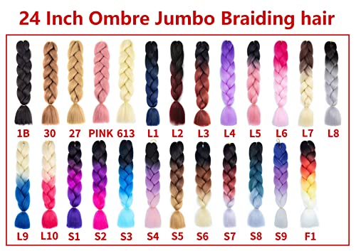 Xtrend 3 Pcs Braiding Hair Crochet Braids Hair 24 Inch Synthetic Jumbo Box Braids Hair Extension for Women 100g/pc (3 Pieces,1B#) …