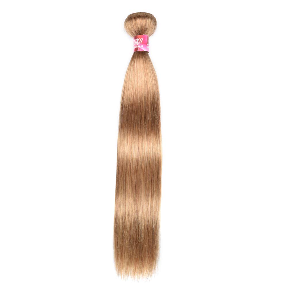 XCCOCO Peruvian Virgin Remy Hair 10A 27# Honey Blonde Silky Straight Human Hair One Bundle 24inch Dark Blonde Thick Full Human Hair Bundles