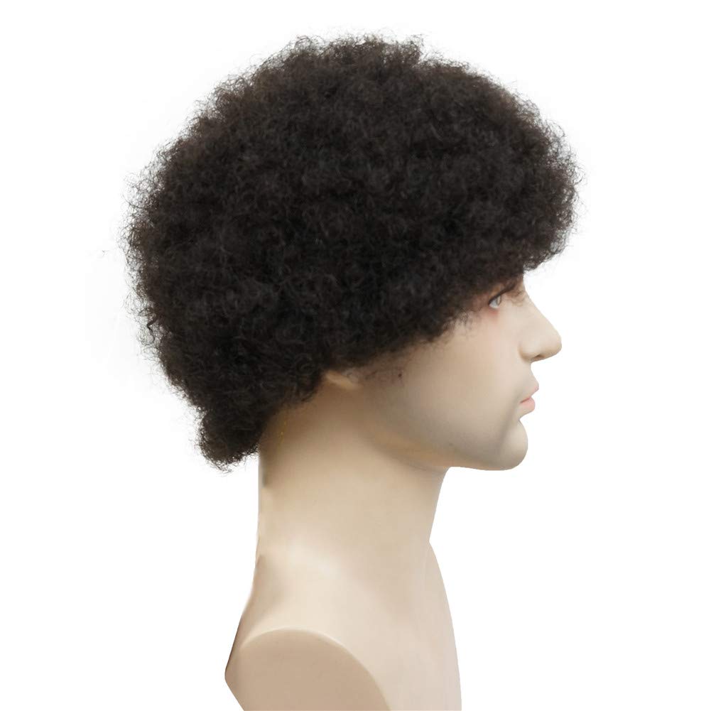 Aimole Afro Short Curly Wigs 100% Human Hair Wig for Black Women or Men African American Full Wig (1B)