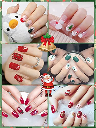 Kalolary 30 Sheets Christmas Full Wraps Self-Adhesive Nail Polish Stickers, Winter snowflake Santa snowman Nail Wraps Stickers with 2Pcs Nail Files for Women Girls Christmas Party Nail Decorations