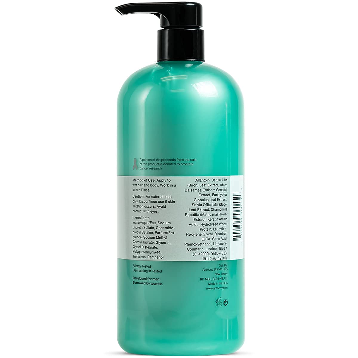 Anthony Alcohol Free Deodorant 2.5 Fl Oz, and Anthony Invigorating Rush Hair and Body Wash, 32 Fl Oz