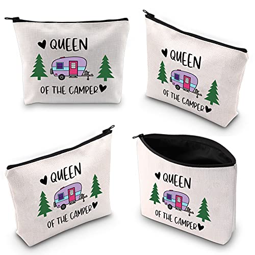 WCGXKO Camping Gift Queen Of Camper Zipper Pouch Makeup Bag Camper Gift for Women (Queen Of Camper)