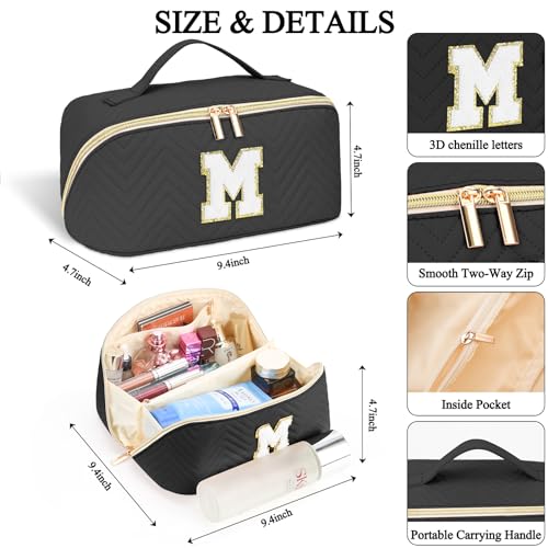 Travel Makeup Bag, Personalized Make Up Gift Cosmetic Bag for Women, Initials Wide-open Makeup Pouch Organizer Bag for Girls, Roomy Makeup Travel Bags - Colorful R