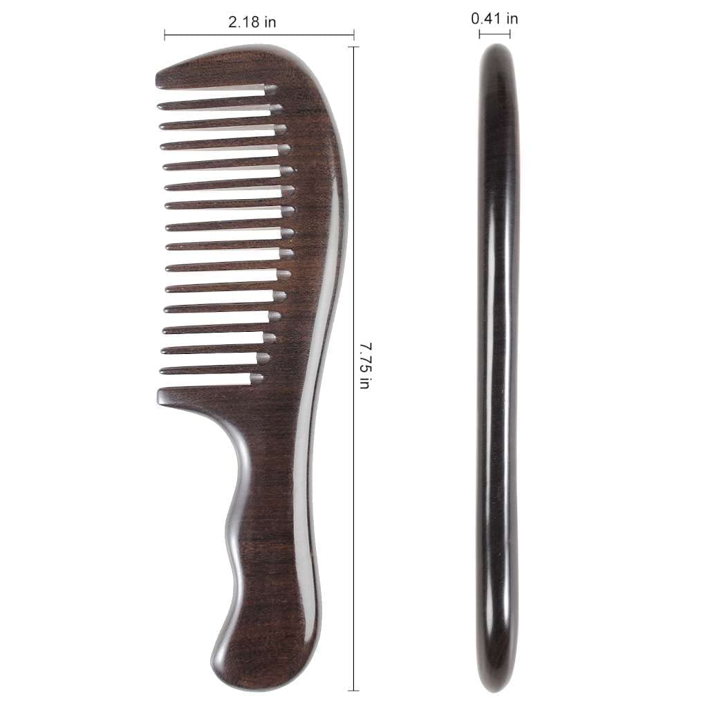 Onedor Handmade 100% Natural Chacate Preto Wood Hair Combs - Anti-Static Sandalwood Scent Natural Hair Detangler Wooden Comb (Wide Tooth Fine Tooth Set)