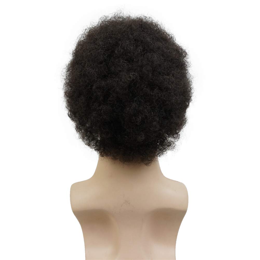 Aimole Afro Short Curly Wigs 100% Human Hair Wig for Black Women or Men African American Full Wig (1B)