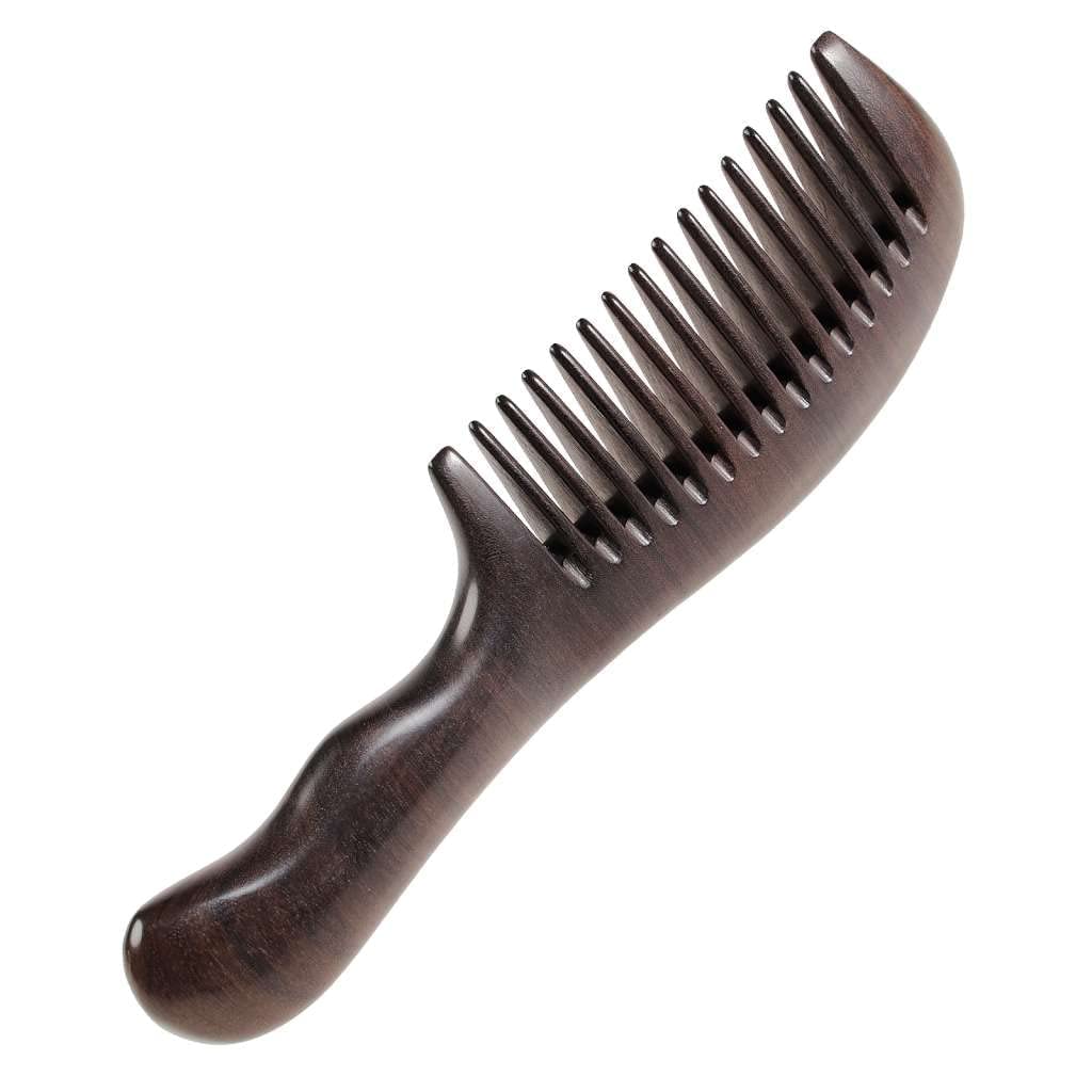 Onedor Handmade 100% Natural Chacate Preto Wood Hair Combs - Anti-Static Sandalwood Scent Natural Hair Detangler Wooden Comb (Wide Tooth Fine Tooth Set)