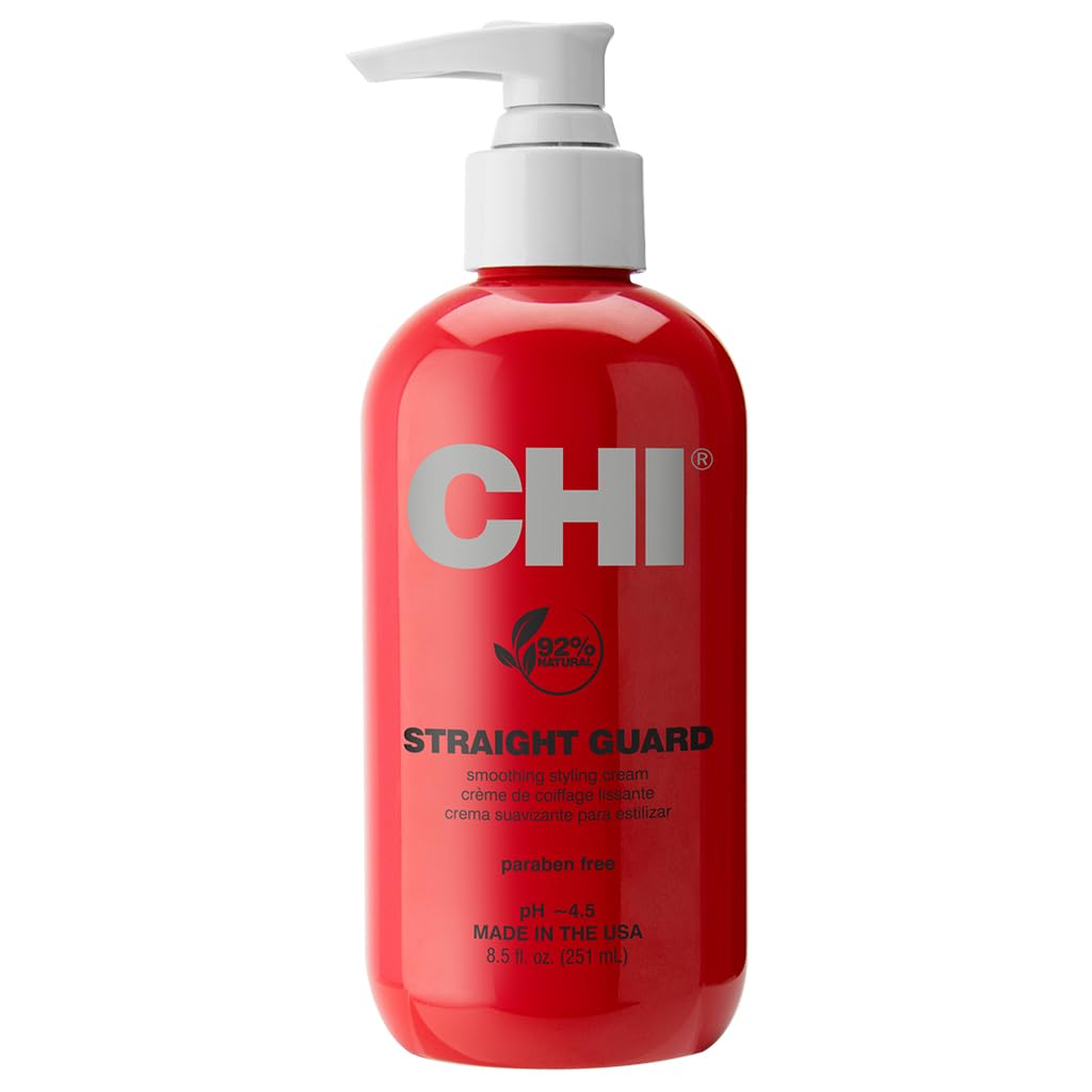 CHI Silk Infusion, 12 FL Oz (Pack of 1), Packing May Vary & Straight Guard Smoothing Styling Cream, 8.5 FL Oz