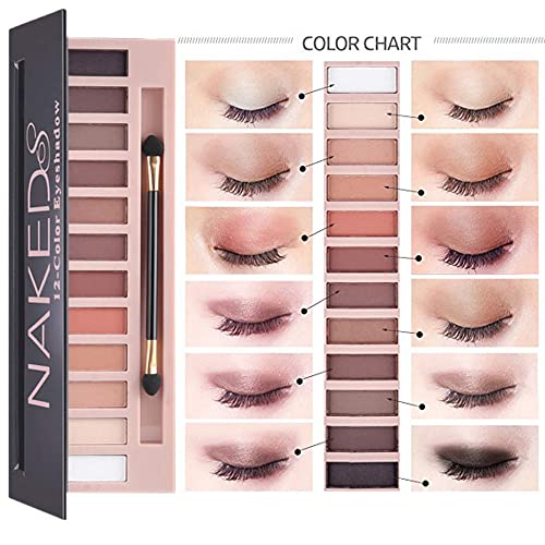 All In One Makeup Kit 12 Colors Naked Eyeshadow Palette, Makeup Brush, Nude Foundation, Vibely Mascara, Liquid Lipstick, Makeup Sponge, Eyebrow Soap Kit, Winged Eyeliner Stamp, Makeup Sets for Women Full Kit (Set A)