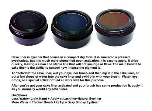 Pure Ziva Matte Cool Dark Navy Blue Cake Eyeliner & Pressed Eyeshadow, Water Activated Powder; Gluten & Cruelty Free