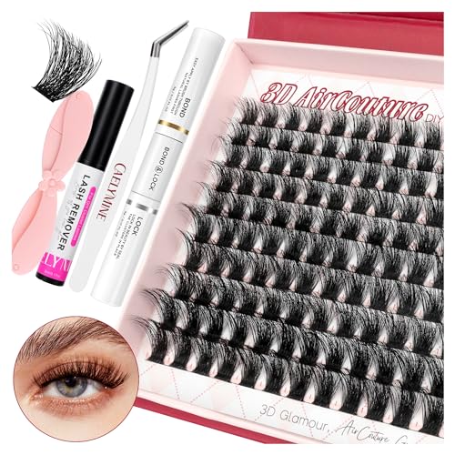 CAELYMINE Lash Extension Kit for Beginners Lash Clusters Kit with Lash Glue Remover Lash Kit Bond and Seal Individual Lashes Kit Eyelash Applicator (CT50 10-16 Mix)