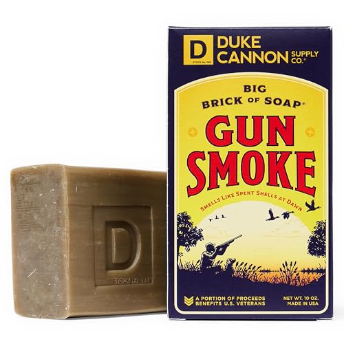 Duke Cannon Supply Co. Big Brick of Soap Bar for Men Gun Smoke (Wood, Bourbon & Leather) Multi-Pack - Superior Grade, Extra Large, Masculine Scents, All Skin Types, Paraben-Free, 10 oz (3 Pack)