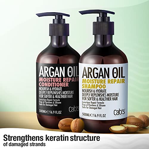 Cab's Argan Oil Shampoo and Conditioner Set for Women and Men - Best Gift for Damaged, Thinning Hair, Curly or Frizzy Hair - Paraben Free 2 x 16.9 fl oz