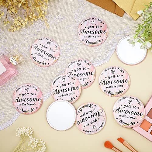 Gulfmew 2.76 Inch 36 Pcs Inspirational Compact Mirror Bulk Employee Gifts Round Makeup Glass Mirror Personal Purse Pocket Mini Mirror for Women Girls Coworker Nurse Friends(You're Awesome)