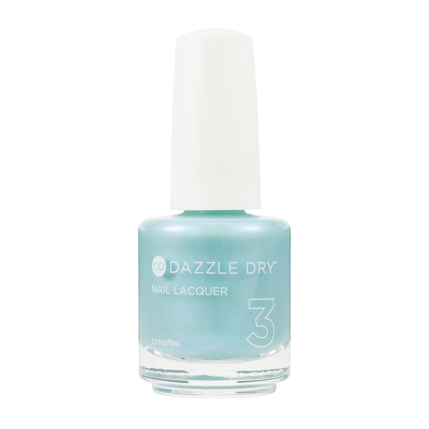 Dazzle Dry Nail Lacquer (Step 3) - Monsoon Madness - A pale, seafoam shimmer in a sheer aqua base. Semi-sheer shimmer. (0.5 fl oz)