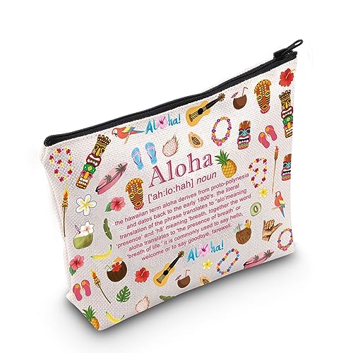 MEIKIUP Hawaii Makeup Bag Aloha Hawaii Vacation Cosmetic Bag Hawaii Beach Zipper Pouch Hawaii Trip Travel Bag (ALOHA Bag)