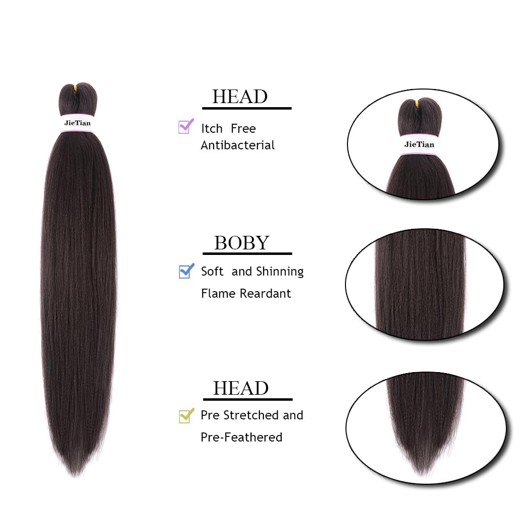 Liang Dian Braiding Hair Pre Stretched Ombre 30 Inch 8 Packs Synthetic Crochet Braids Hot Water Setting Professional Soft Yaki Texture Synthetic Hair Extensions(4#)