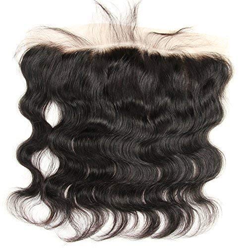 Grand Nature 18 Inch Transparent Lace Frontal Closure 13 x 4 Human Hair Body Wave Pre Plucked Ear To Ear Lace Frontals With Bangs Baby Hair Knots Can Be Bleached(18"-13X4, Light-brown Lace)