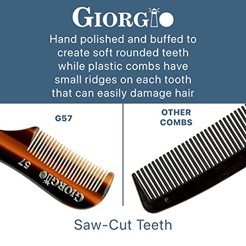 Giorgio Beard Combs Set - Handmade Beard Comb Kit for Everyday Beard and Mustache Grooming - Includes Fine and Wide Tooth Pocket Dresser Comb + Fine Tooth Straightening Comb + Fine Teeth Mustache Comb