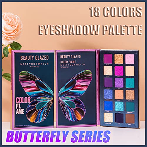 MIELIKKI 18 Colors Eyeshadow Palette, Butterfly Series Highly Pigmented Eye Makeup Palette, Matte Shimmer Metallic Powder Eyeshadow Pallet, Makeup Palette Cosmetics Gift, 110