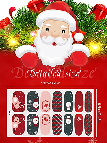 Kalolary 30 Sheets Christmas Full Wraps Self-Adhesive Nail Polish Stickers, Winter snowflake Santa snowman Nail Wraps Stickers with 2Pcs Nail Files for Women Girls Christmas Party Nail Decorations