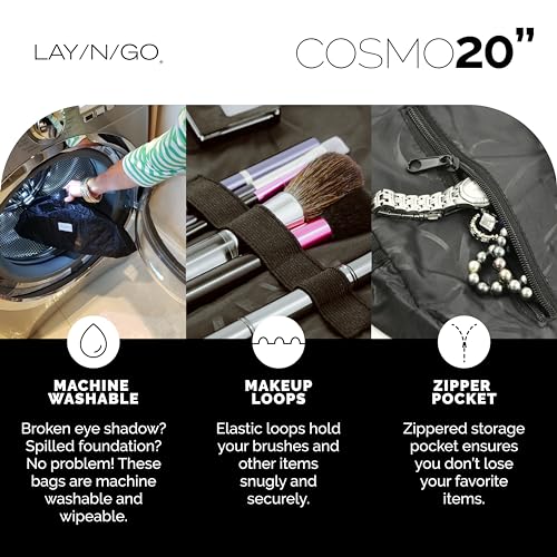 Lay-n-Go Cosmo Drawstring Cosmetic & Makeup Bag Organizer, Toiletry Bag for Travel, Gifts, and Daily Use, 20 inch, Horsetooth