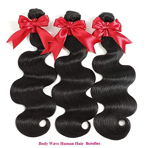 10A Brazilian Body Wave 26 Inch (Pack of 1) Bundles Human Hair 1 Bundle 100% Unprocessed Virgin Remy Hair Body Wave Single Bundles Human Hair Weave Bundles Natural Black