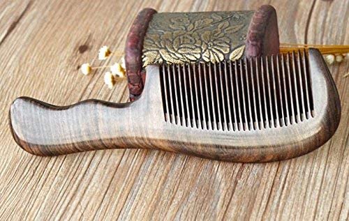 Natural Wood Comb with Handle,Anti-Static Hair Combs Fine Tooth Wooden Comb for Women Men Kids with Gift Box (CHACATE PRETO Comb)