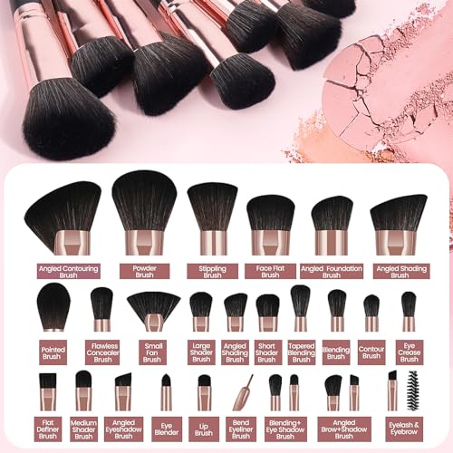 Make up Brushes, MAANGE 25 Pcs Professional Makeup Brushes Foundation Eyeshadow Blush Brush Kabuki Blending Concealers Face Powder Eye Makeup Brush Set Mothers Day Gifts