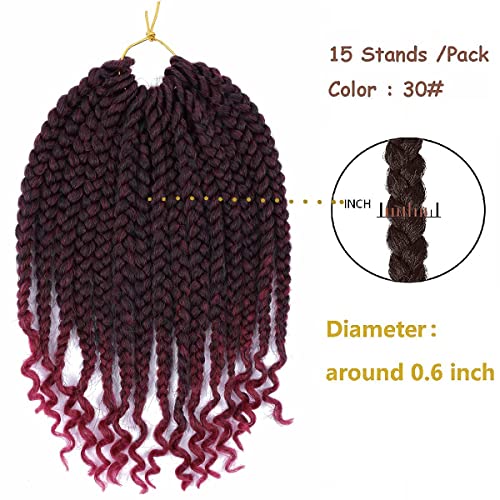 Layashow 12 Inch Crochet Box Braids Curly Ends 6 Packs Bohemian Box Braids Crochet Braid Hair for Black Women (1B, 12 Inch)