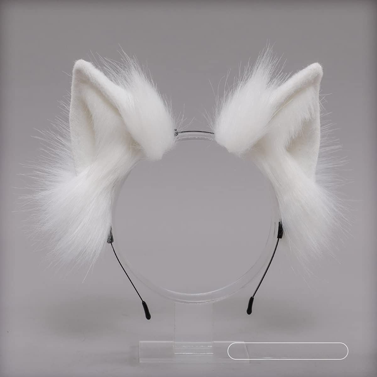 Jilneed Cat Ears Headband for Women Girls Cosplay Costume Party Headbands Cute Faux Fur Hair Accessories (White)