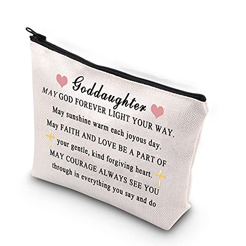 CMNIM Goddaughter Gifts Makeup Bag Goddaughter Religious Gifts Goddaughter Cosmetic Bag Zipper Pouch May God Forever Light Your Way (Goddaughter Bag)