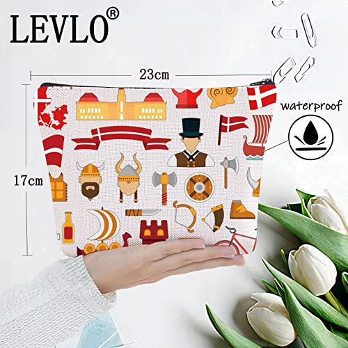 LEVLO Denmark Travel Culture Gift Danish Theme Travel Pouch Bag Europe Denmark Landmarks Gift Denmark Souvenir Gift (Denmark)