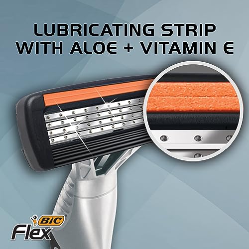 BIC Flex 4 Sensitive Titanium Men's Disposable Razors With 4 Blades with Bonus BIC Flex 5 Disposable Razor, 8 Razors Total