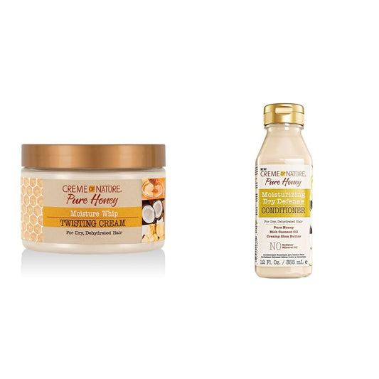 Creme of Nature Pure Honey Collection - Moisturizing Shampoo, Conditioner and Curl Cream for Curly Dry Dehydrated Hair