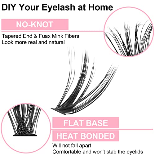 Fenshine Cluster Lashes Individual Lashes Wide Stem 0.07D 20D Curl 18mm DIY Eyelash Extension Individual Soft False Lashes for Personal Use at Home