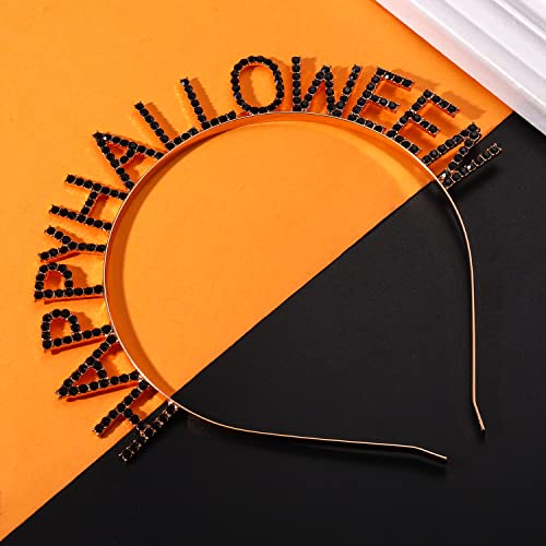 PHALIN Halloween Headbands Rhinestone Ghost Pumpkin Boo Hairbands for Women Costume Party Hair Accessory Gifts (Happy Halloween B)