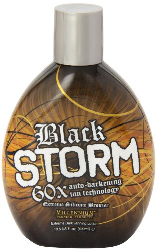 Millenium Tanning - Black Storm Premium Tanning Lotion, 60x Auto-Darkening Tan Technology Extreme Silicone Bronzer - 13.5 Ounce