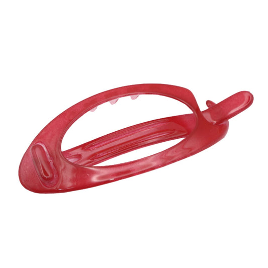 Parcelona French Plain Oval Small Celluloid Metal Free Hair Barrette Clips Women Hair Accessories, Made in France (Glossy Red)