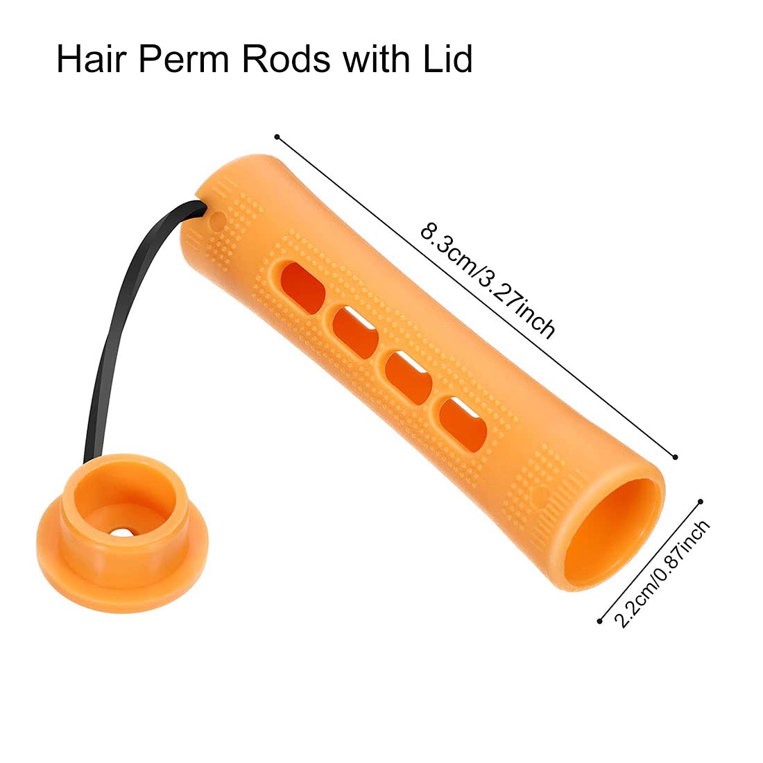 60pcs Perm Rods Set for Natural Hair Plastic Cold Wave Rod Non-Slip Hair Rollers 0.87 Inch Orange Perm Rods for Long Short Hair Curling Rods Hair Perms for Women Hair Curlers DIY Hairdressing Tools