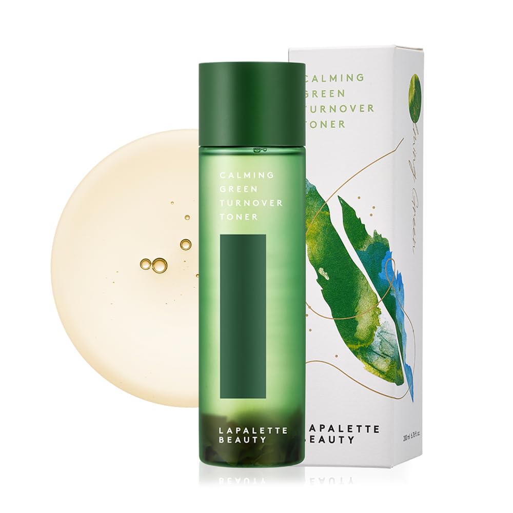 LAPALETTE Beauty Calming Green Turnover Toner 6.75fl.oz | Hydrating & Moisturizing W. Green Tea Extract | Gentle Peeling with Natural Aha, Bha & PHA Ingredients | Korean Skincare