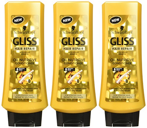 GLISS Hair Repair Conditioner, Oil Nutritive for Longer Hair Prone to Split Ends, 13.6 Ounces (Pack of 3)