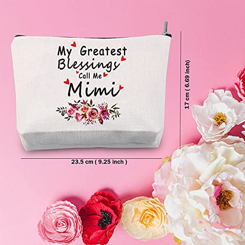 TSOTMO Mimi Gift Grandmother Gift My Greatest Blessings Call Me Mimi Makeup Bag Best Mimi Ever Gift Mother’s Day Gift (Call Me Mimi)