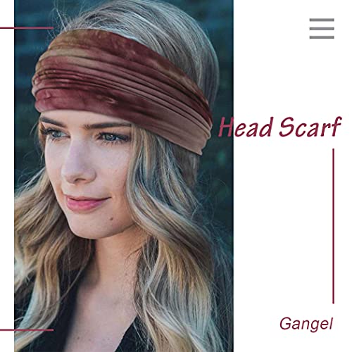 Gangel Tie Dye Headbands Wide Turban Knotted Head Wraps Boho Hair Scarf Yoga Hair Accessories for Women and Girls(Pack of 4) (Type A)